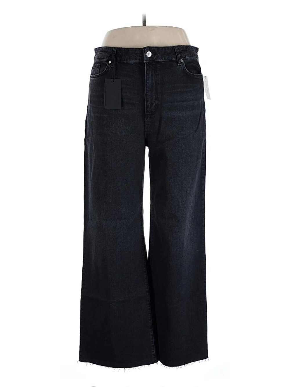 Paige Wide Leg Charcoal Whiskering Jeans 90s Y2K Grunge Stretch High Rise